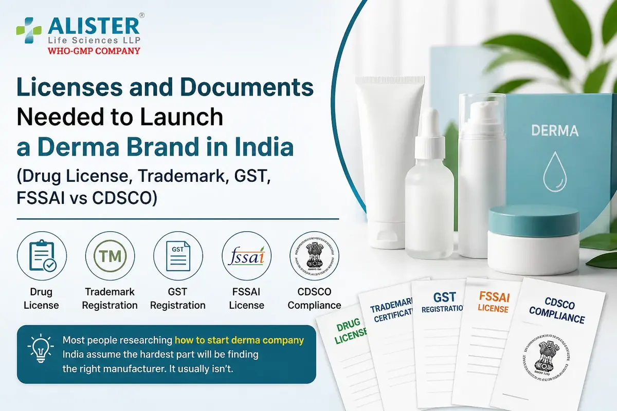 Licenses and Documents Needed to Launch a Derma Brand in India (Drug License, Trademark, GST, FSSAI vs CDSCO)